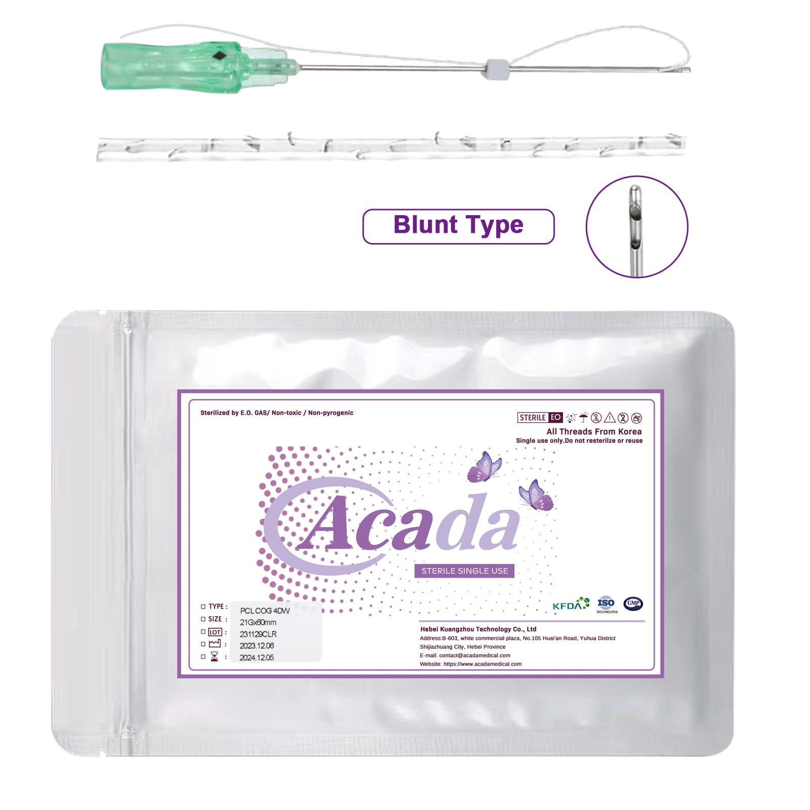 PCL Cog Threads for Face Lift , Fox Eye Lift Brow Lift  Blunt Type 21G60mm - 20Pcs