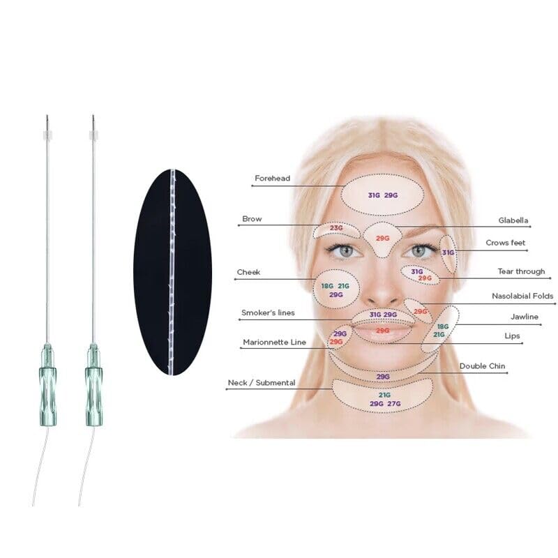 PCL Cog Threads for Face Lift , Fox Eye Lift Brow Lift  Blunt Type 21G60mm - 20Pcs