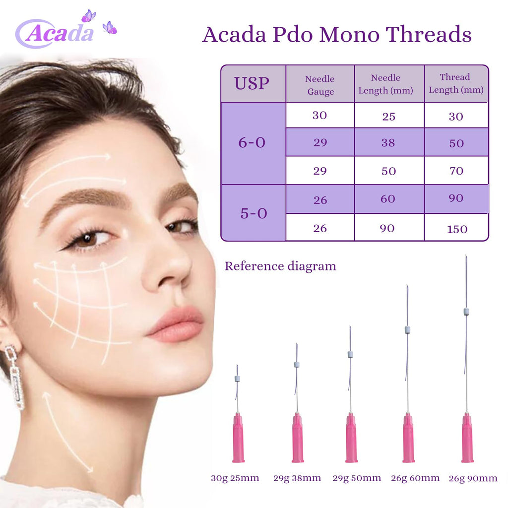 PDO Mono Smooth Collagen Threads for Face Lift 26G60mm - 20pcs