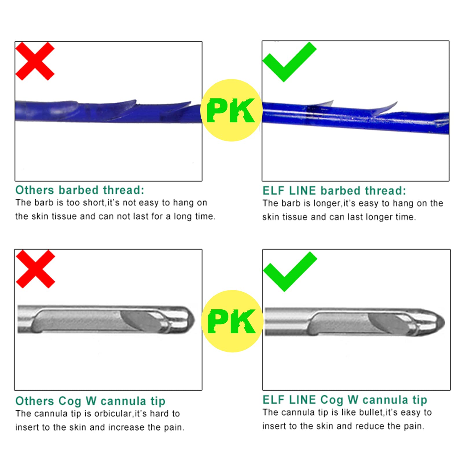 PDO Thread Cog 3D Big V Lifting Thread 18G-100mm 20pcs